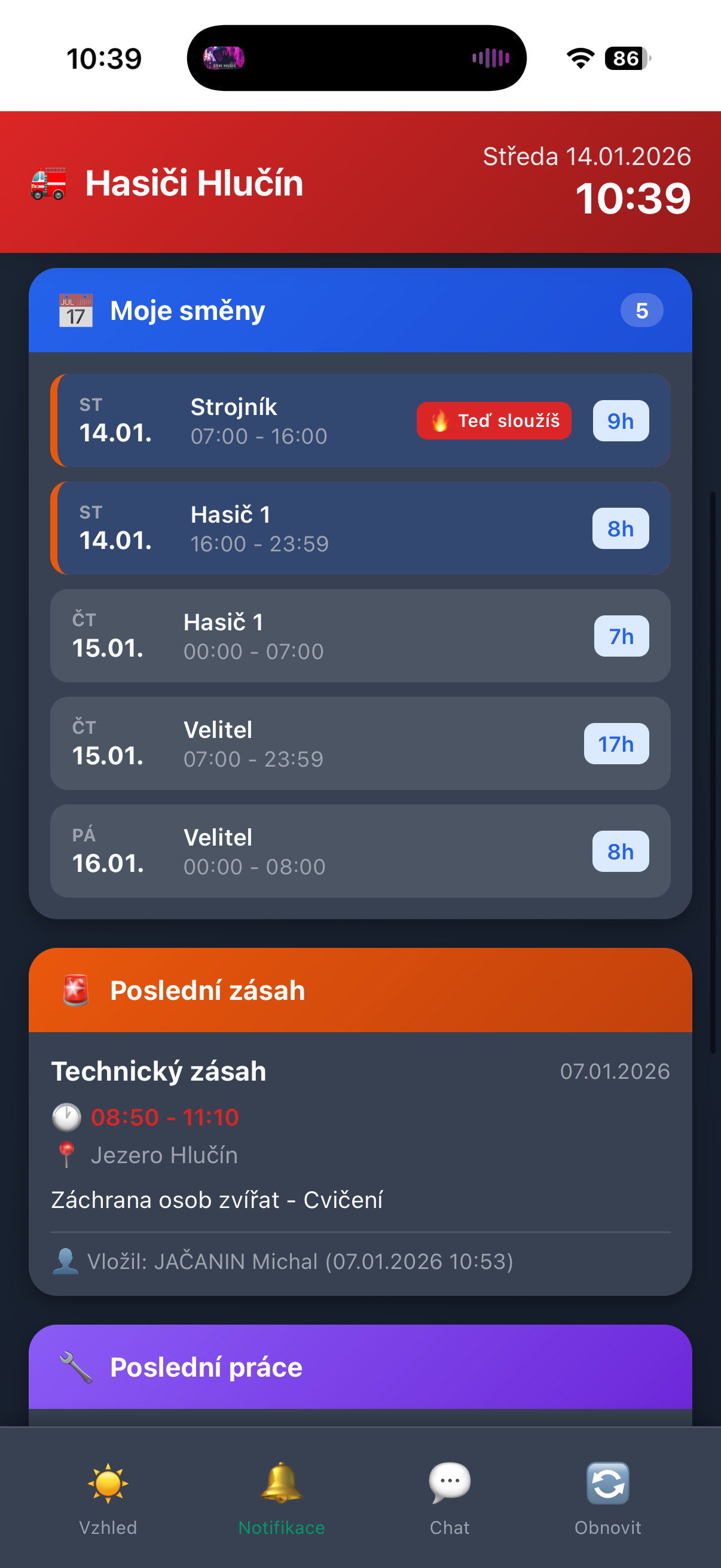 JPO2 App - Směny